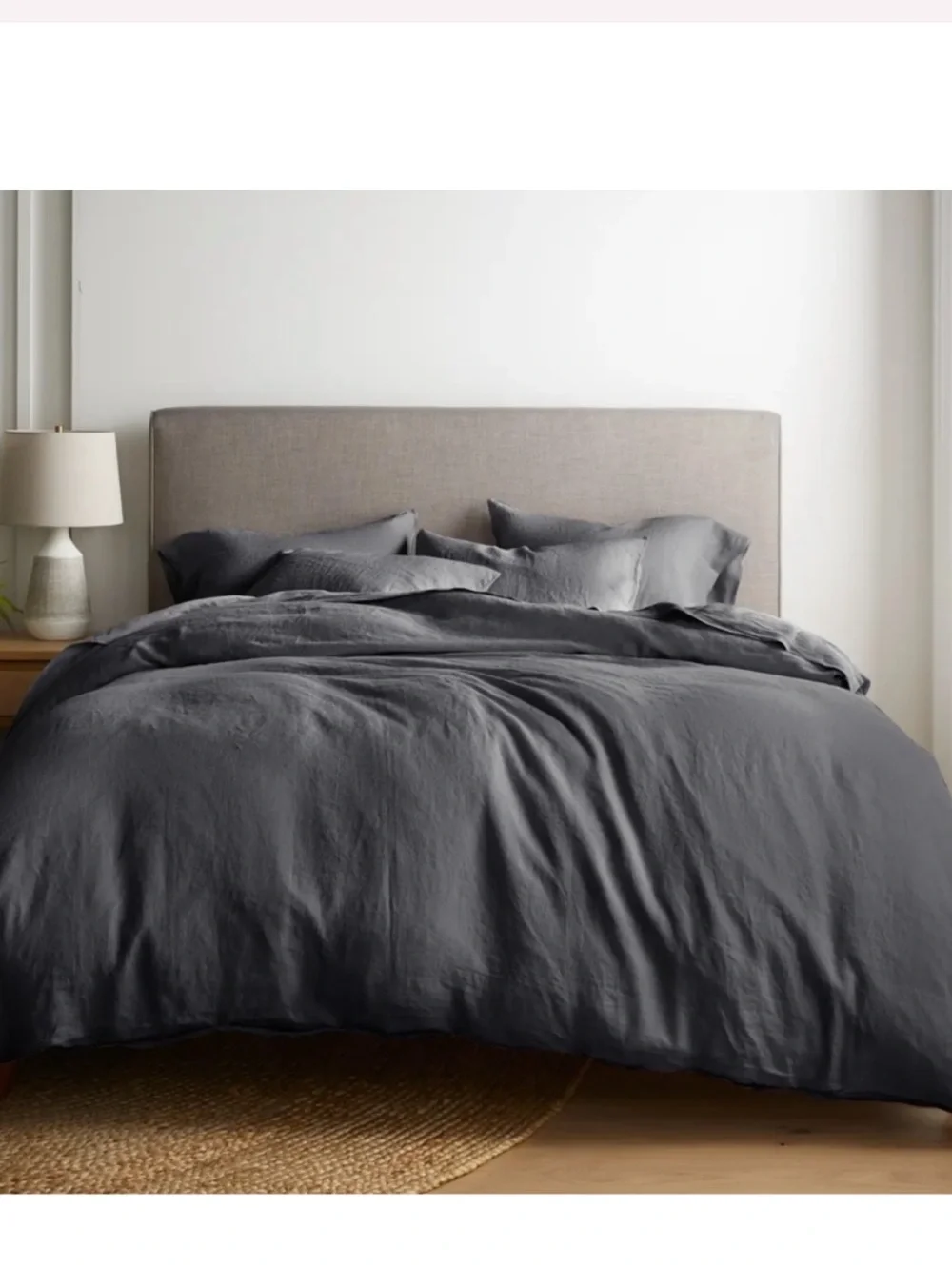 QUINCE European Linen Duvet Cover Set in Full/Queen & down comforter!! CHARCOAL